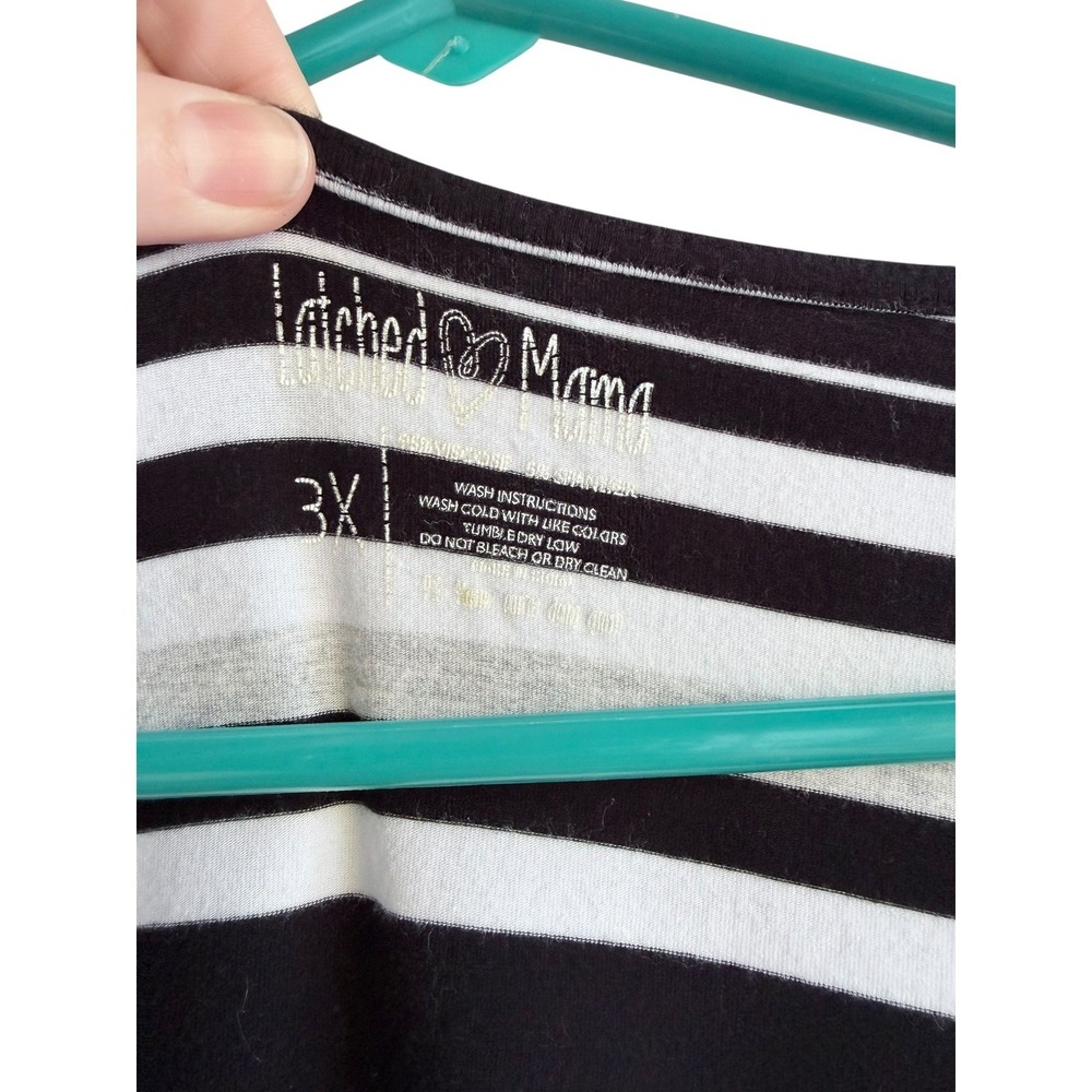 Latched Mama Nursing Tank Top Black White Striped Maternity Plus Size 3X - Picture 9 of 9